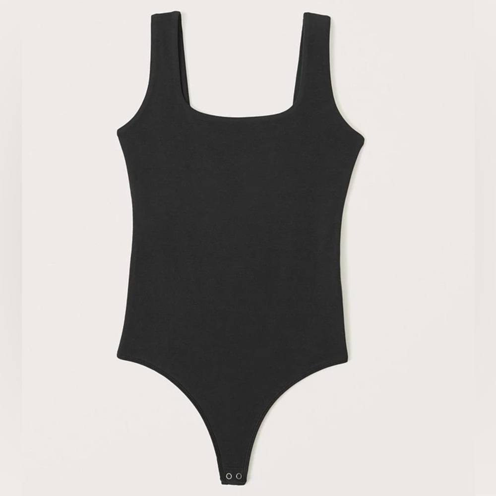 A&F Cotton-Blend Seamless Tank Bodysuit Black